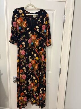 Tuckernuck Black Maxi Dress with Multicolor Floral Print NWOT